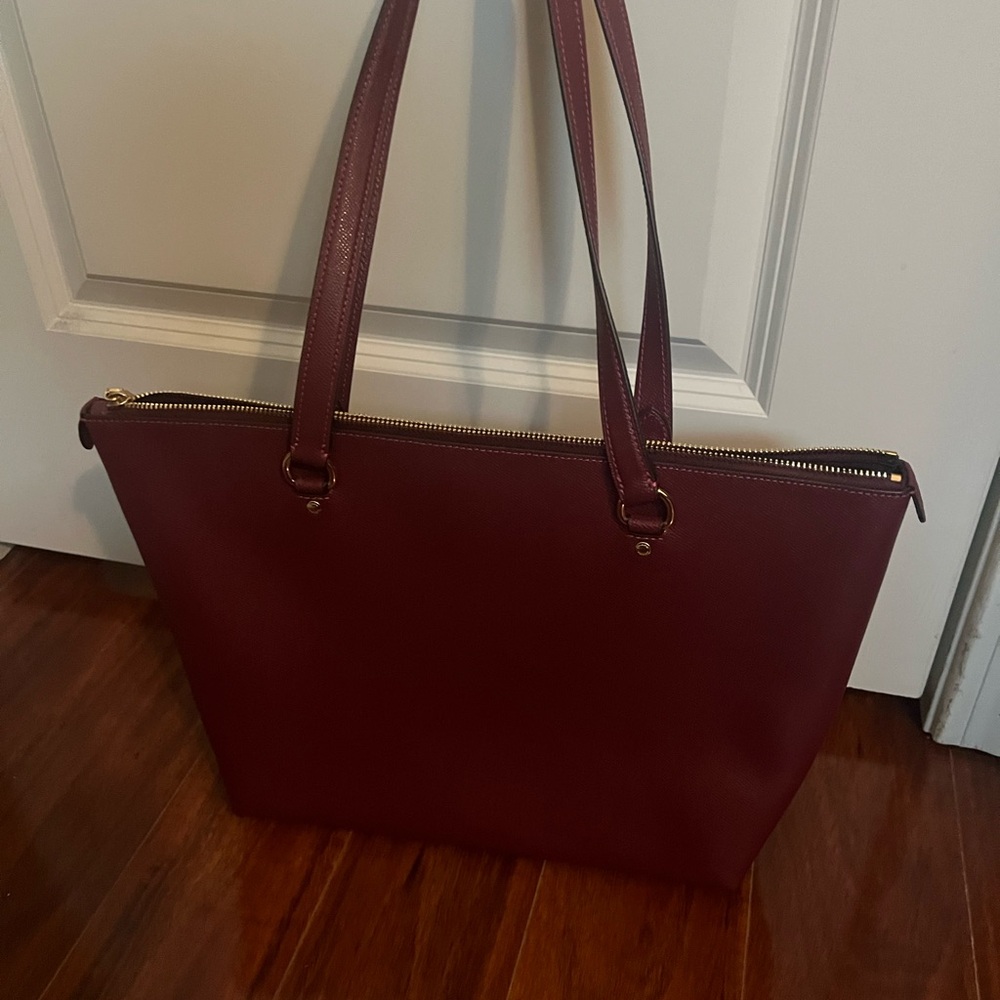 Coach Burgundy Leather Tote with Premium Design - Picture 2 of 2